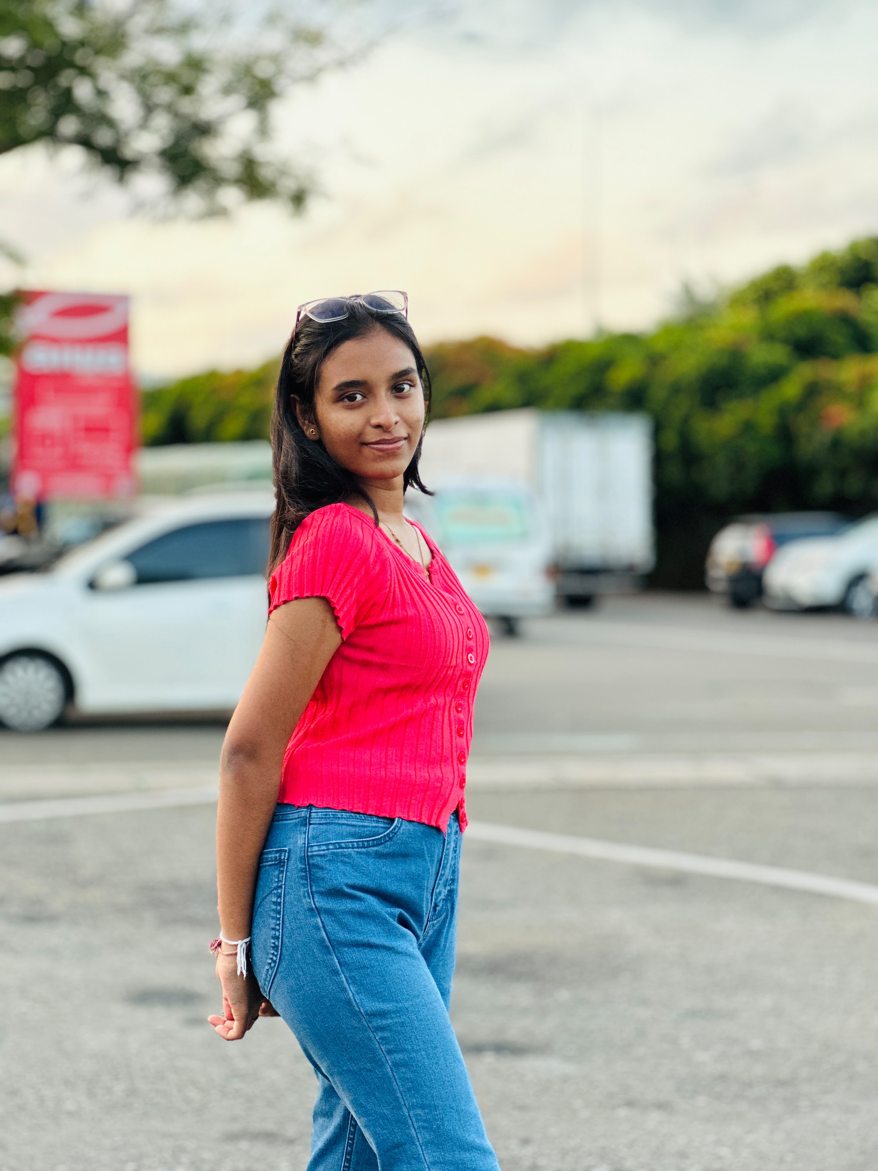 Dilara Boyagoda Red Top Portrait Kegalle Sri Lanka